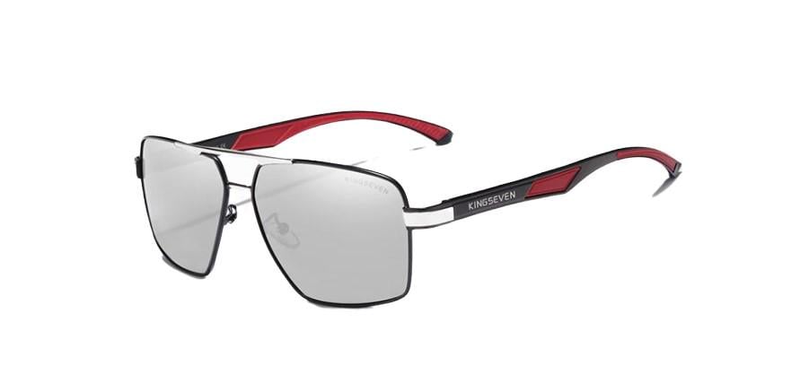 Мужские солнцезащитные очки KINGSEVEN DESIGN N7719 в классической оправе с поляризованными линзами Зеркальный/Серебряный