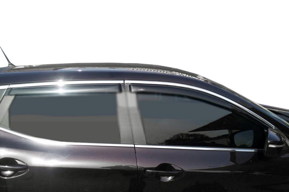 Ветровики с хром молдингом HIC для Nissan Qashqai 2014-2021 гг. поликарбонат Черный Ветровики с хром молдингом HIC для Nissan Qashqai 2014-2021 гг. поликарбонат Черный