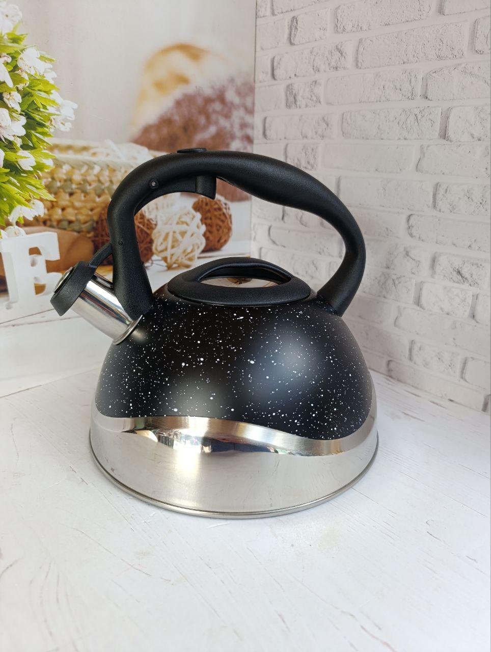 Чайник со свиском Styleberg WK-1385A из нержавеющей стали 3 л Черный (30078185) - фото 2 Чайник со свиском Styleberg WK-1385A из нержавеющей стали 3 л Черный (30078185) - фото 2