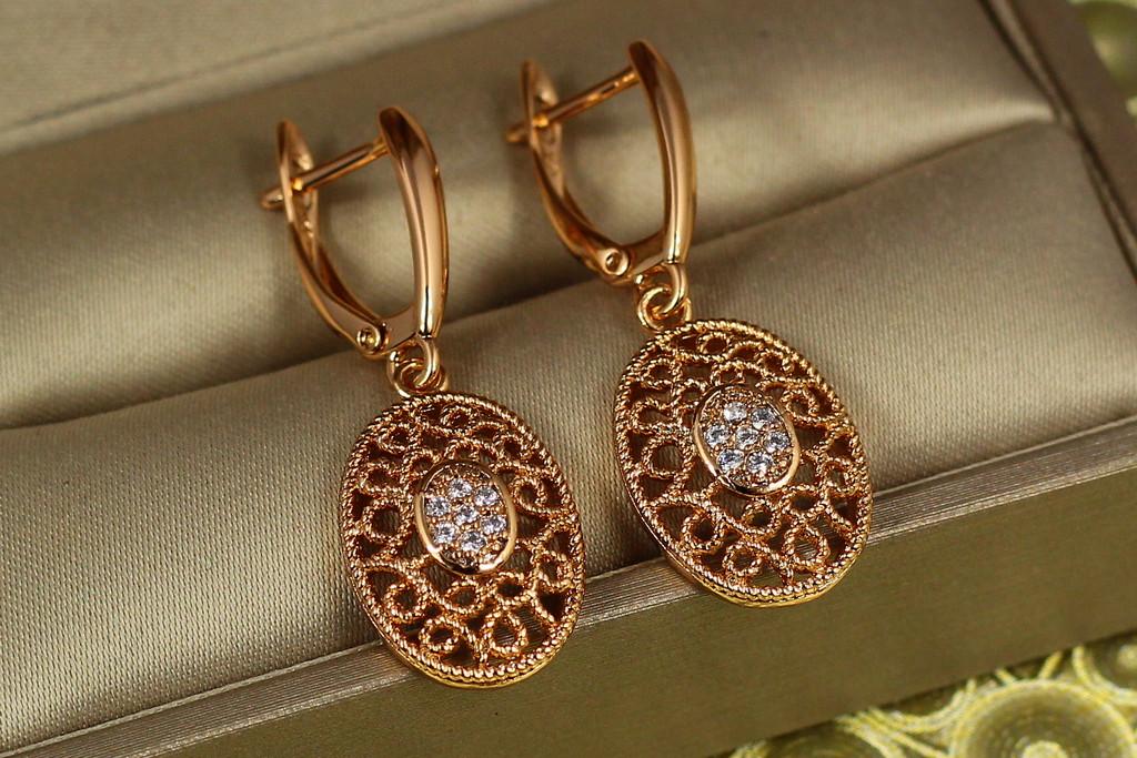 Сережки підвіски Xuping Jewelry Вензель 3,3 см Золотистий (2090846179)