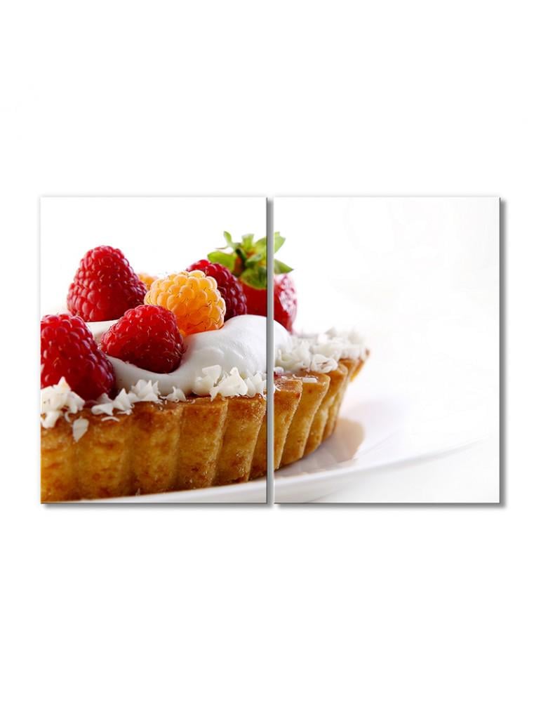 Картина модульная Песочная тарталетка с малиной 2 модуля 60x90 см