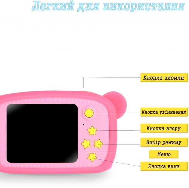 Цифровой детский фотоаппарат Smart Kids Camera Teddy GM-24 мишка Розовый (17084) - фото 4