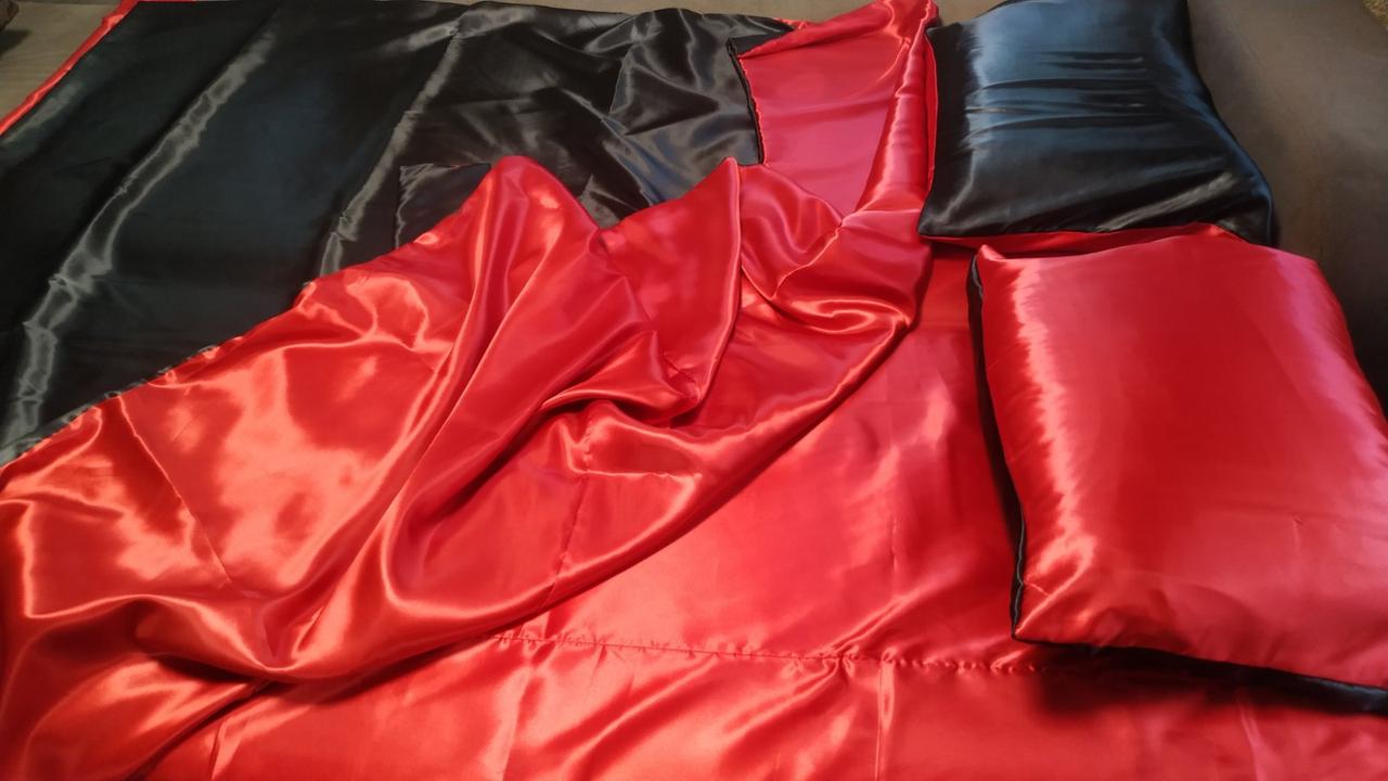 Комплект постельного белья Moka Textile полуторный 2 наволочки 50х70 см/70х70 см Двухцветный Черно-Красный (2552737150) - фото 2