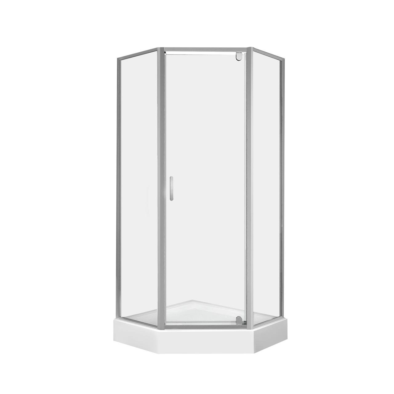 Набор Qtap душевая кабина Leo CRM10995-AC6 Clear 2020x900x900 мм/поддон Diamond 309912 90x90x12 см с сифоном (2657689555)