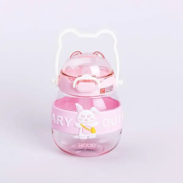 Пляшка для води дитяча з трубочкою з ручкою та ремінцем 580 мл Рожевий (6754) - фото 2 Пляшка для води дитяча з трубочкою з ручкою та ремінцем 580 мл Рожевий (6754) - фото 2