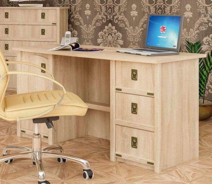 Стіл 2-х тумбовий Мебель-Сервіс Valensiya 1Д+3Ш Дуб самоа 140х68х76 см (27303797) - фото 2 Стіл 2-х тумбовий Мебель-Сервіс Valensiya 1Д+3Ш Дуб самоа 140х68х76 см (27303797) - фото 2