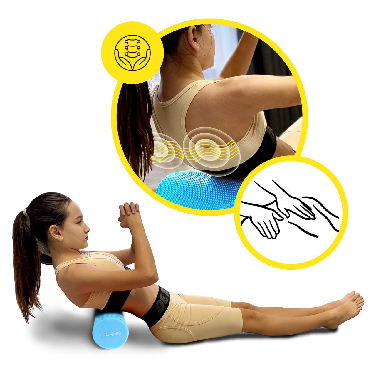 Масажний ролик Cornix EVA+ 45х15 см Blue (XR-0306) - фото 4 Масажний ролик Cornix EVA+ 45х15 см Blue (XR-0306) - фото 4