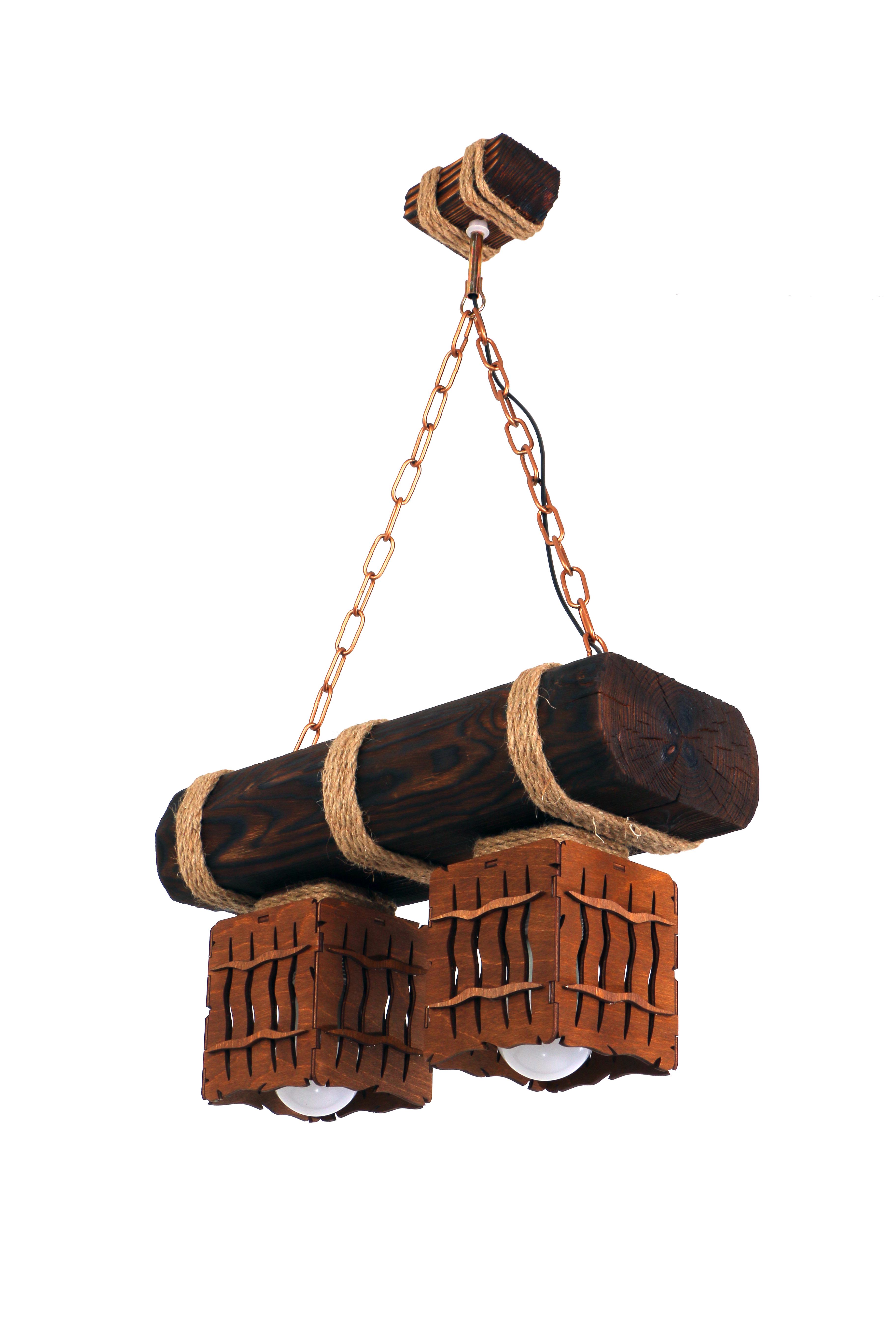 Люстра дерев'яна Sirius темний обжиг на 2 плафона (S7056/2)