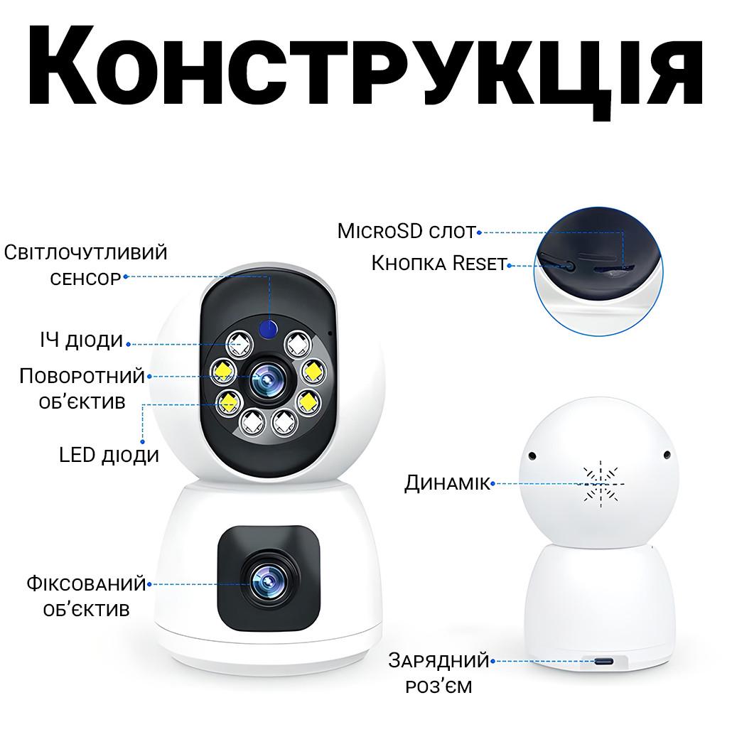 Камера видеонаблюдения/видеоняня поворотная WiFi uSafe IC-01DL-PTZ с датчиком движения и ночной подсветкой 4 Мп - фото 4 Камера видеонаблюдения/видеоняня поворотная WiFi uSafe IC-01DL-PTZ с датчиком движения и ночной подсветкой 4 Мп - фото 4