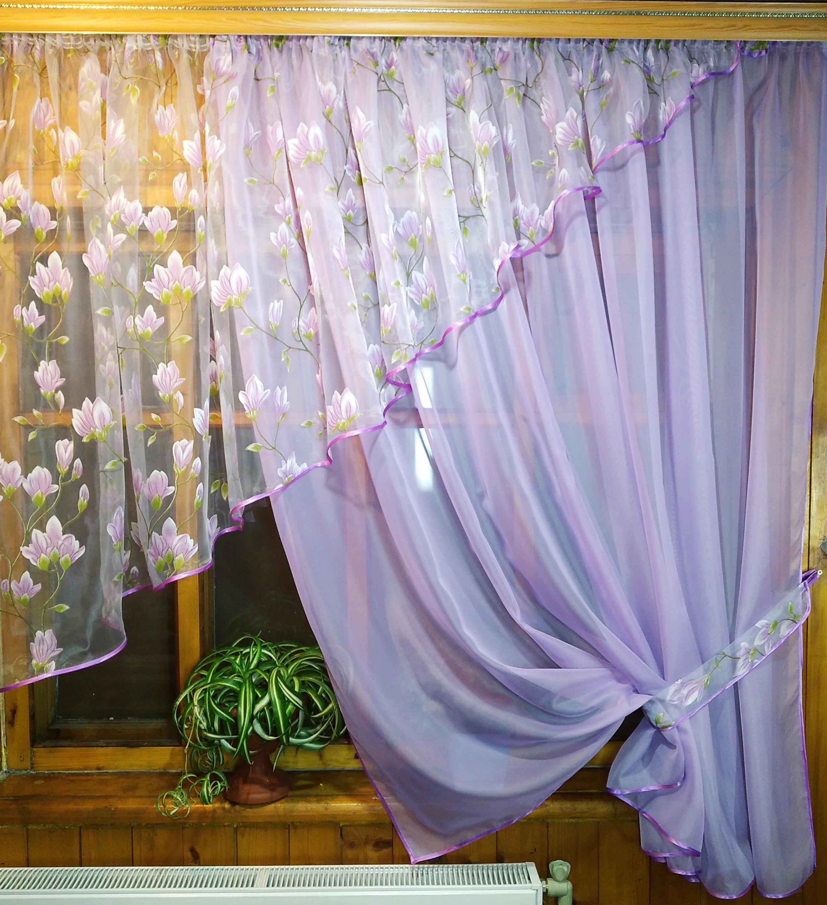 Тюль короткая Анжелика Веточка правая Сиреневый (19229563) - фото 2