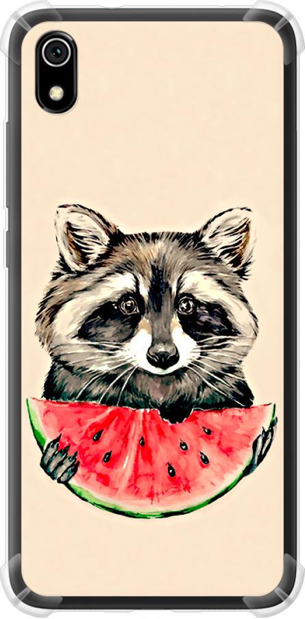 Чехол на Xiaomi Redmi 7A Енотик с арбузом (4605sp-1716-42517)