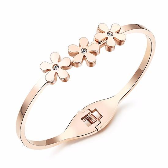 Браслет женский Цветочек с камешками из медицинской стали (BS-060)
