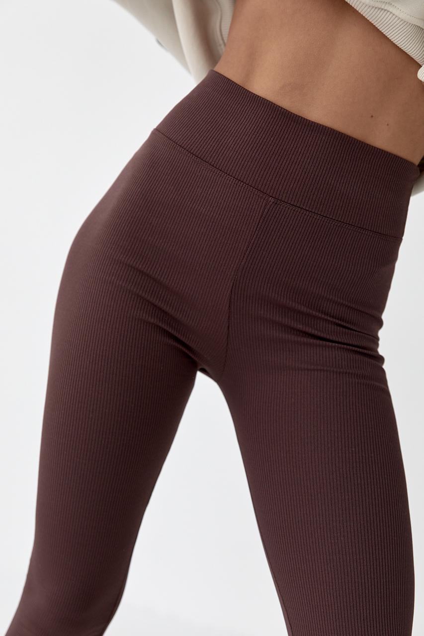 Лосины в рубчик с высокой посадкой M Коричневый - фото 4