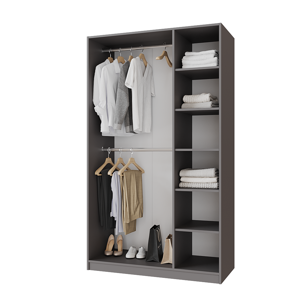 Шафа розпашна Меблітренд Чиназес Чи-1200 1200х500х2050 мм Графітовий/Білий (26841500) - фото 2