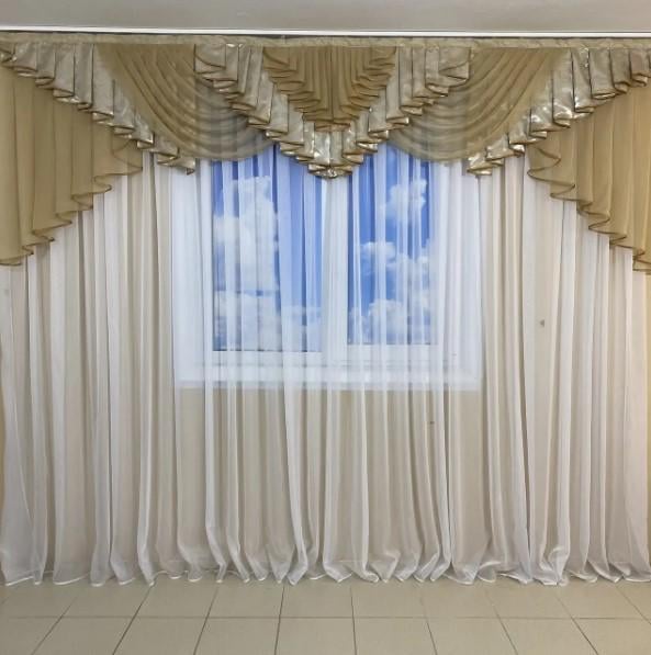 Ламбрекен блекаут и шифон 3 м Бежевый (447)