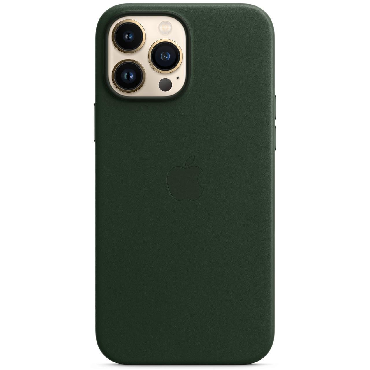 Шкіряний чохол-накладка Apple Leather Case with MagSafe for iPhone 13 Pro Max, Sequoia Green (HC) - фото 4