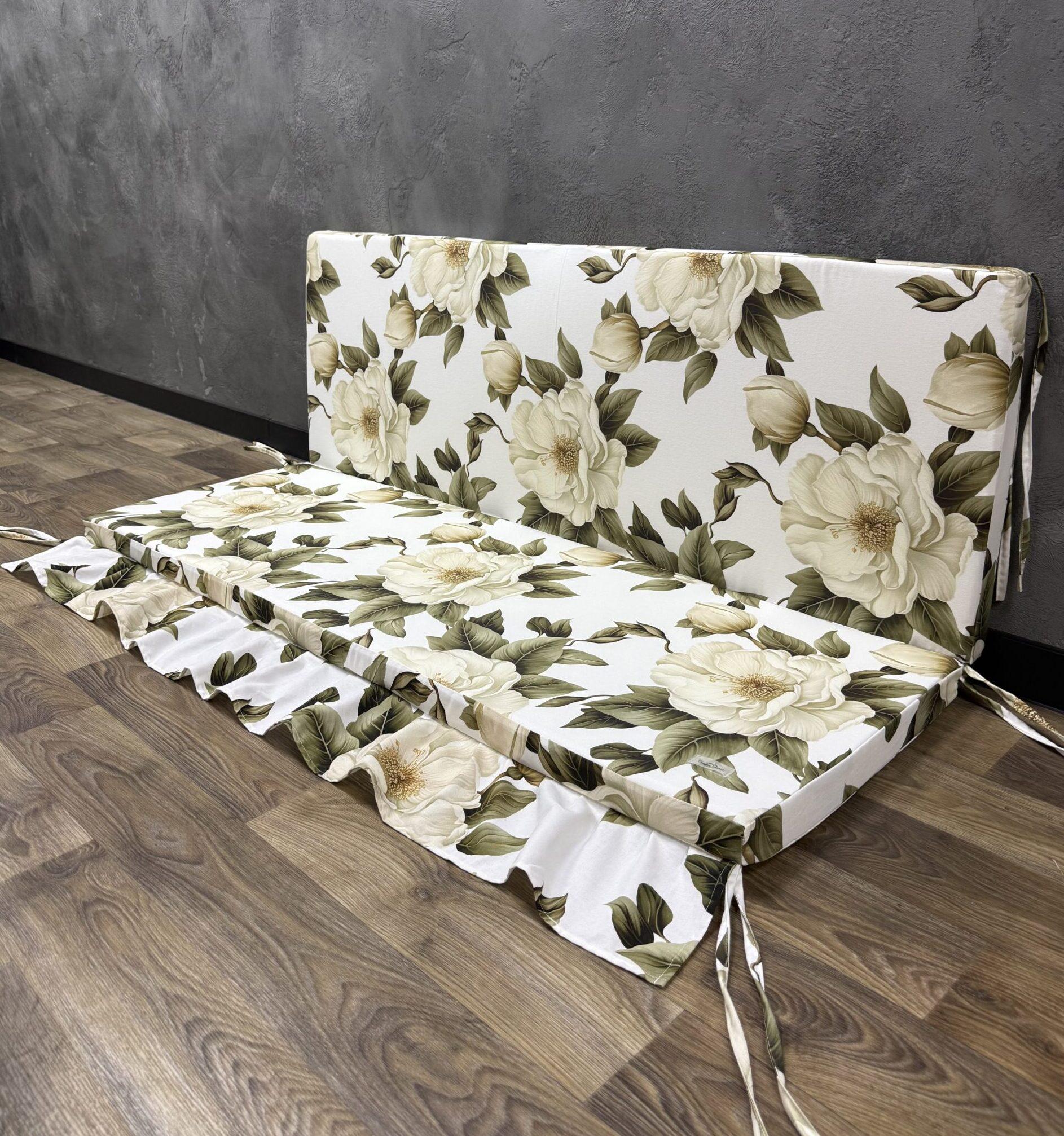 Матрас Comfort Home Big flowers на поддоны/качели/каркасы/садовую мебель с рюшей панама 140х60х40х8 см