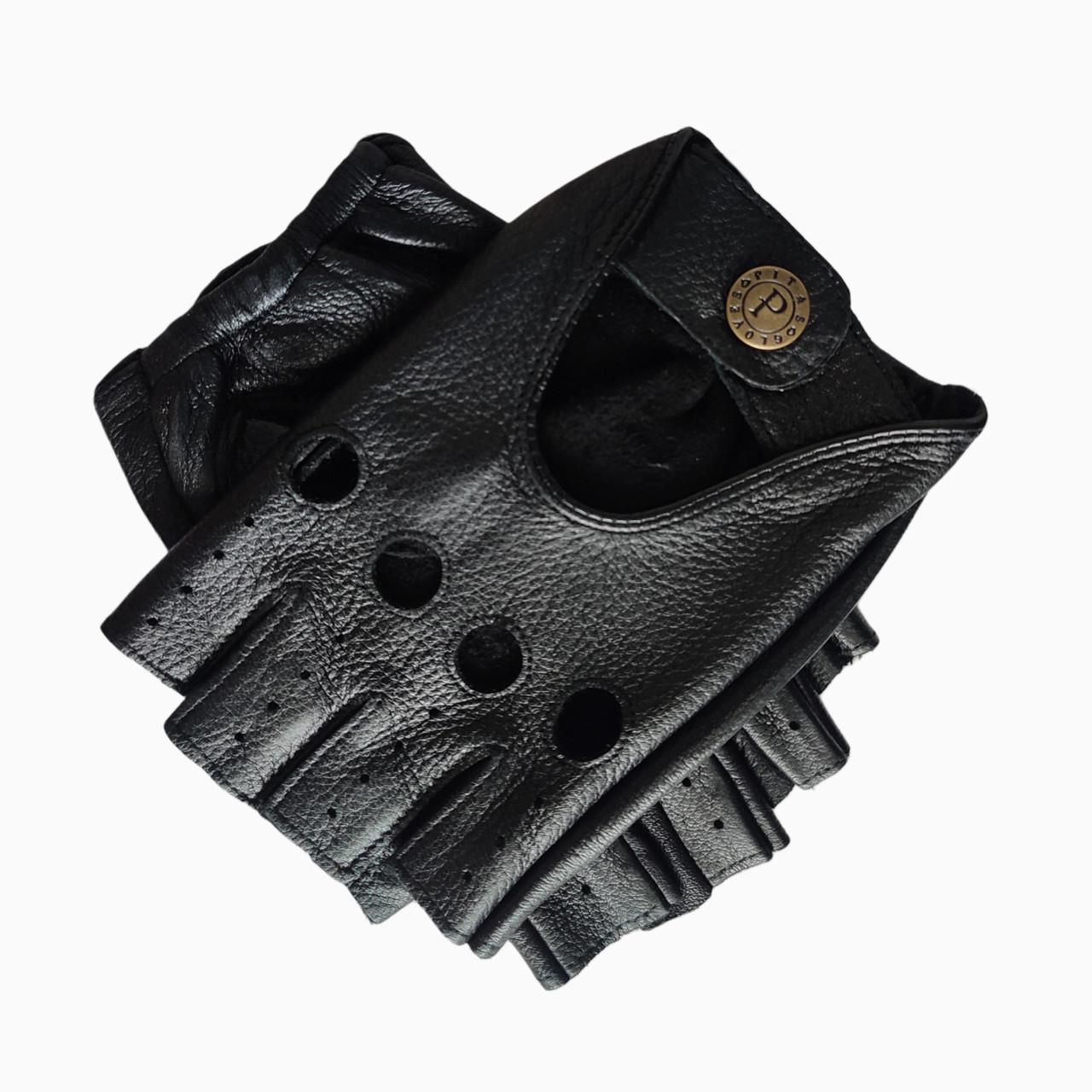 Перчатки мужские Pitas кожаные/безпалые из оленьей кожи р. 10,5 Черный (5003) - фото 3