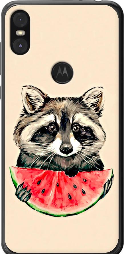Чохол на Motorola One Єнотик з кавуном (4605u-1589-42517)