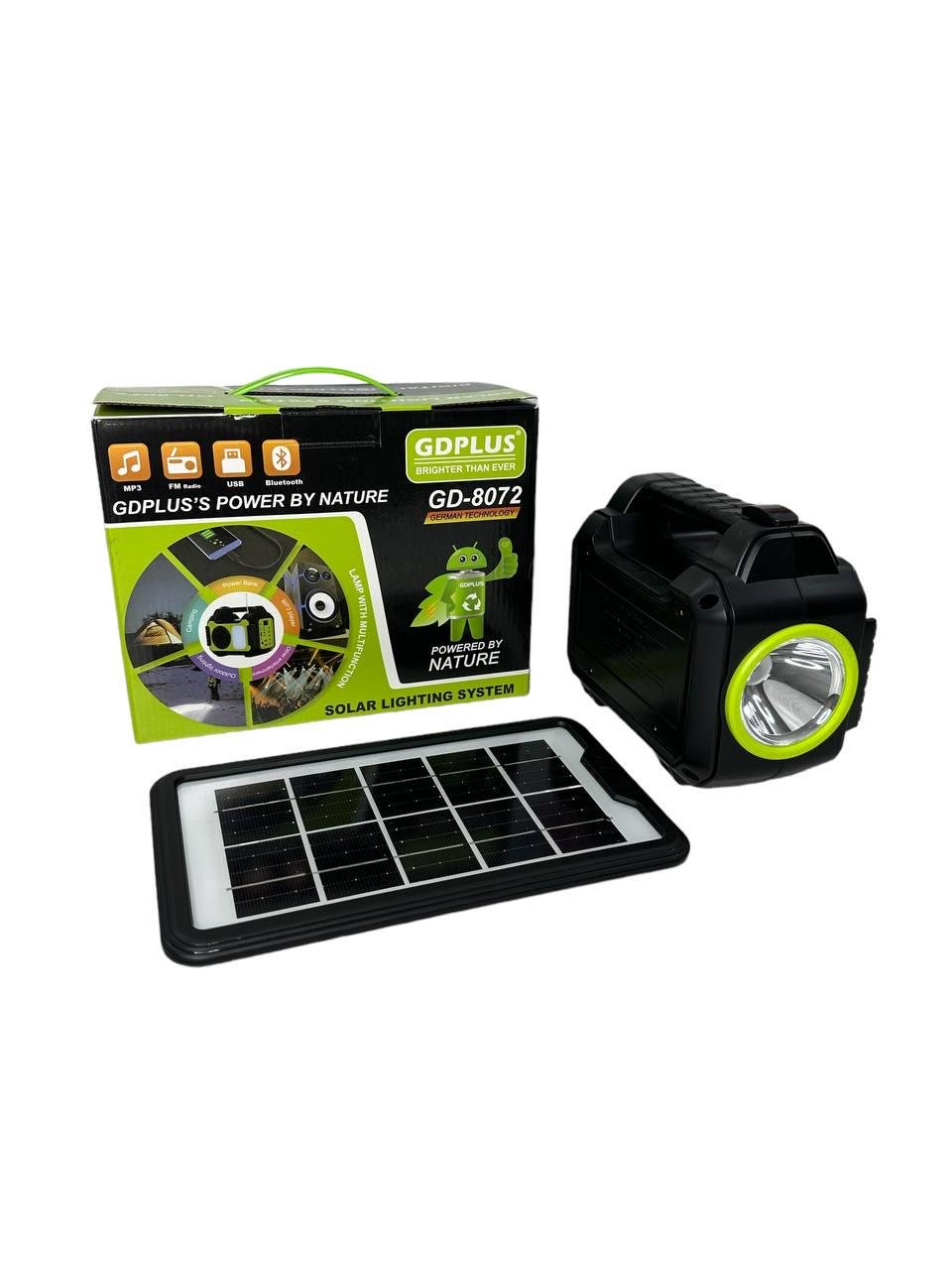 Сонячна система для освітлення та заряджання GDPlus GD-8072 10000 mAh із сонячною панеллю/ліхтарем/лампою - фото 8