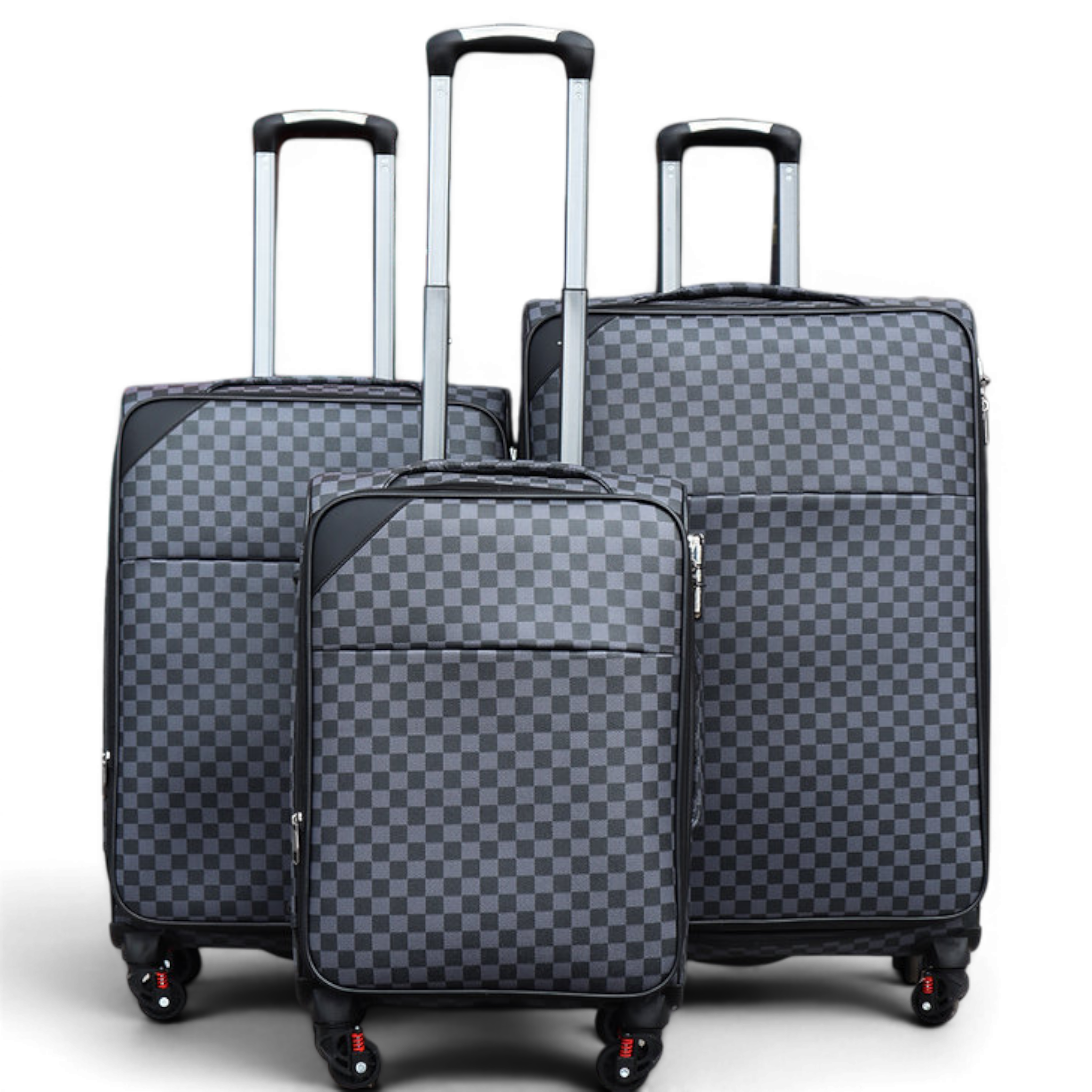 Набор чемоданов Nuri 666 3в1 из экокожи в клетку S/M/L Back (34144096)