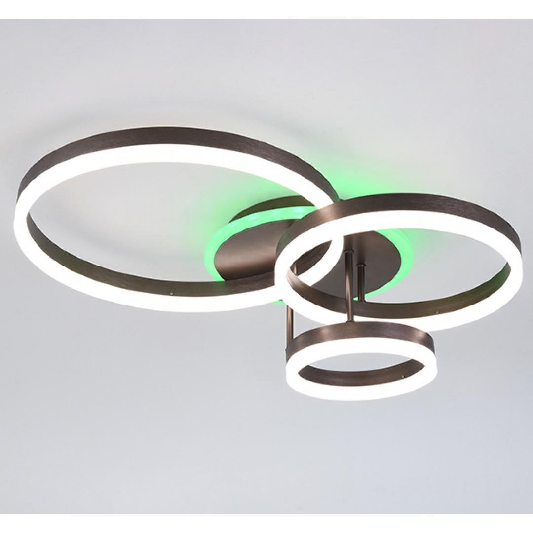 Люстра светодиодная RINGS с подсветкой RGB и пультом 90 Вт Коричневый (5023)