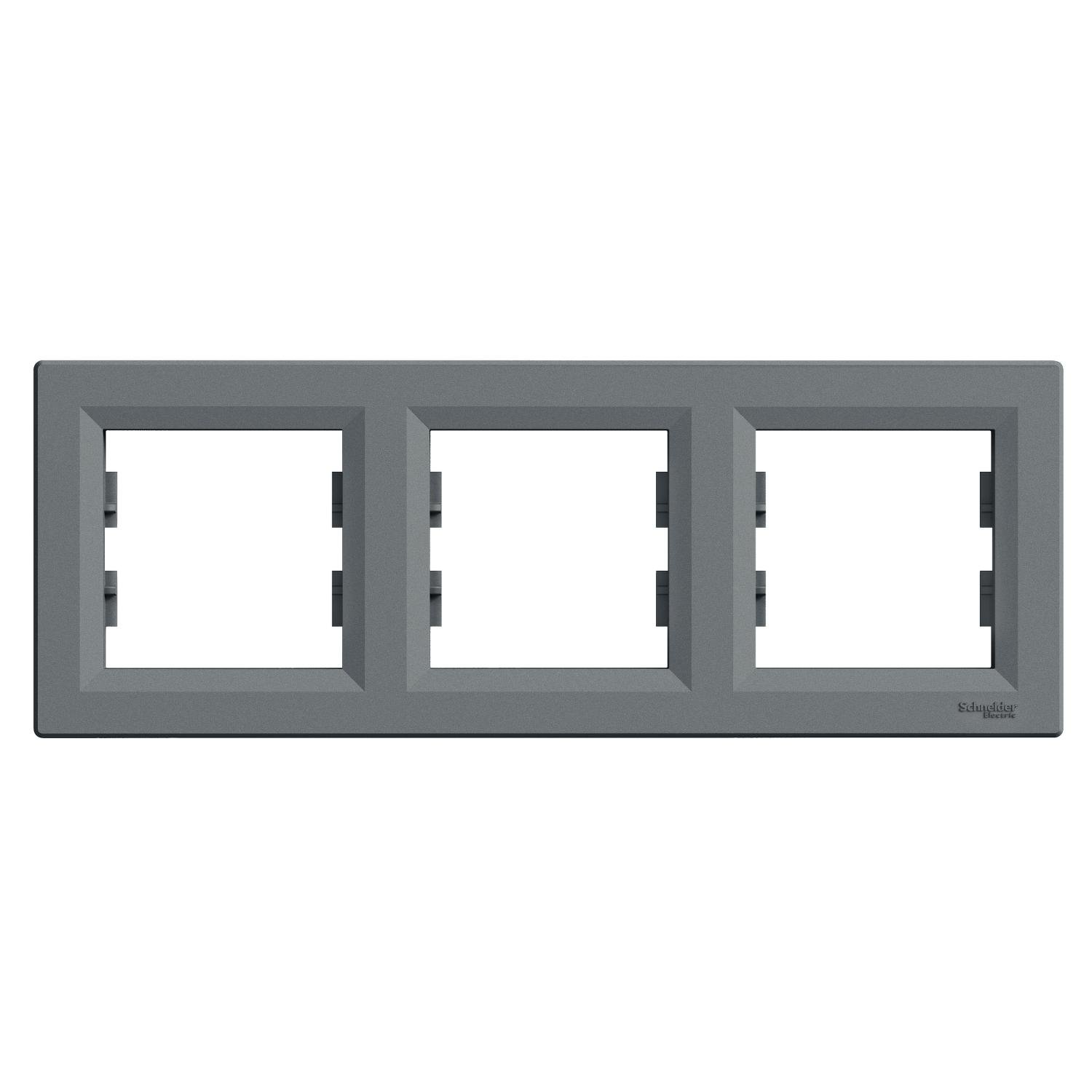 Рамка для розеток Schneider Electric тримісна сталь (EPH5800362) Рамка для розеток Schneider Electric тримісна сталь (EPH5800362)