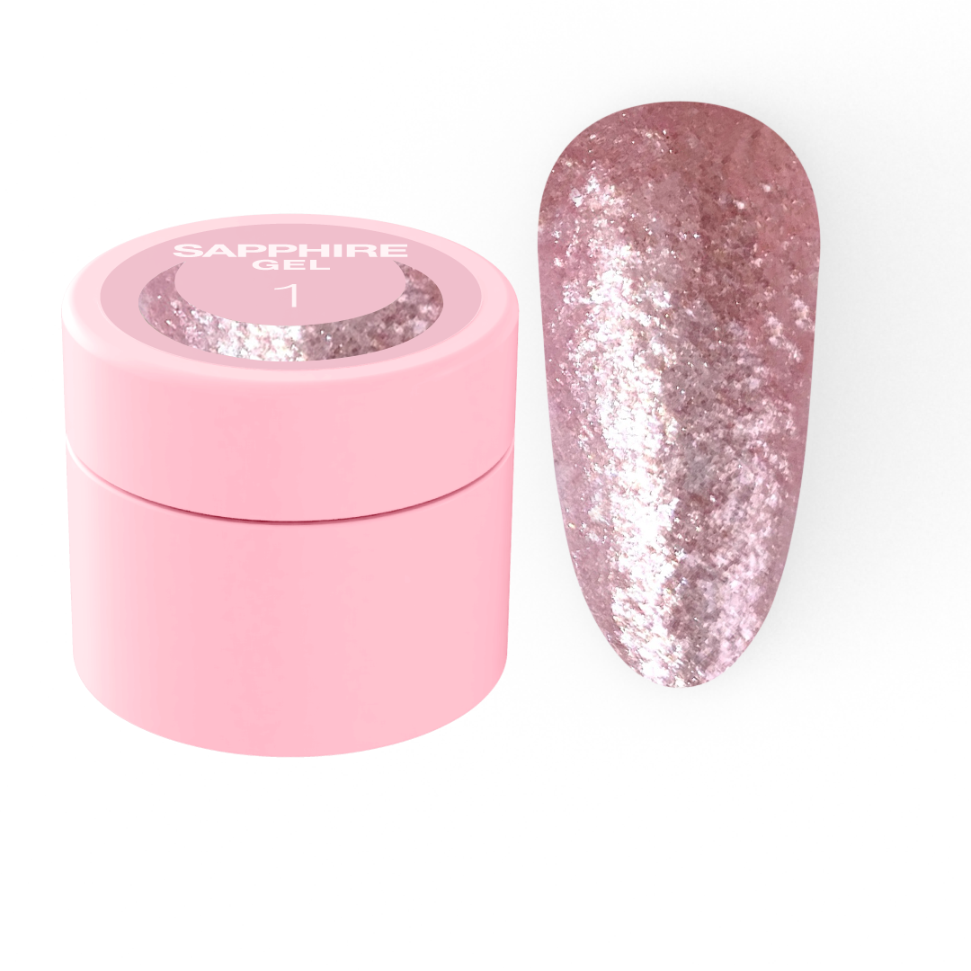 Гель с блестками Luna Moon Sapphire Gel №1 для дизайна ногтей 5 мл
