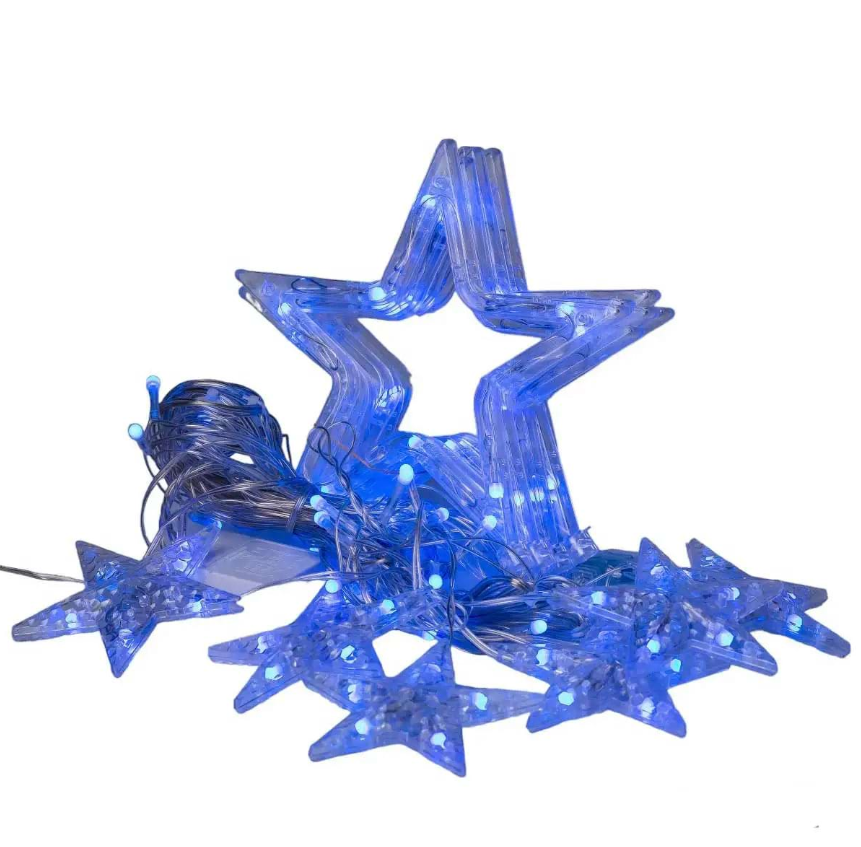 Гирлянда-штора Звезды размер 3х0,7 м 12 фигур Синий