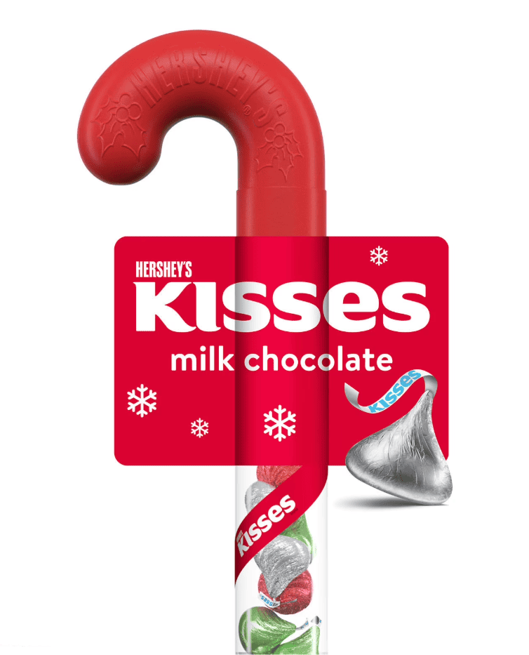 Трость с шоколадными конфетами Hershey's Kisses Milk Chocolate Christmas Candy 63 г (2845516634)