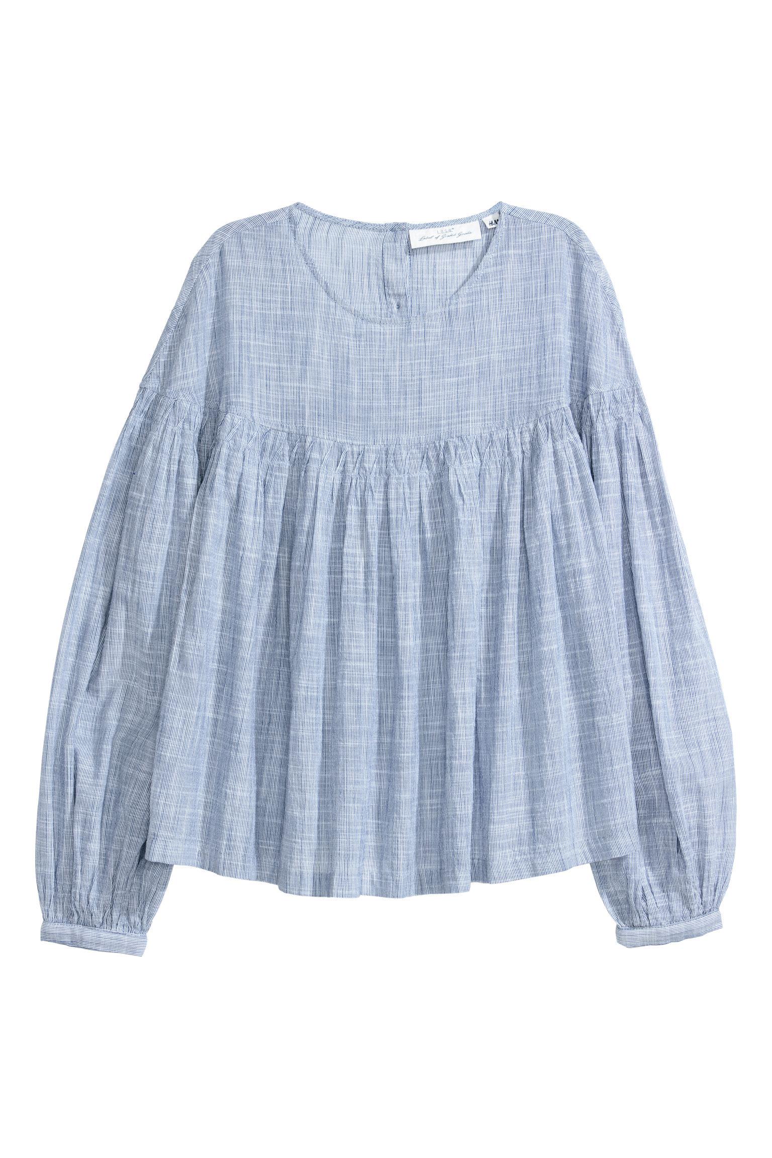 Блуза H&M Полоска р. 44 Бело-голубой (4065663747)