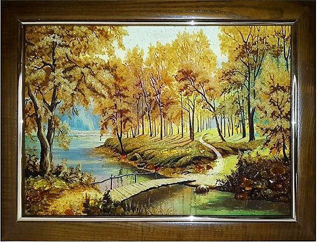 Картина Теплая осень из янтаря 30х40 см (К0147-30х40)