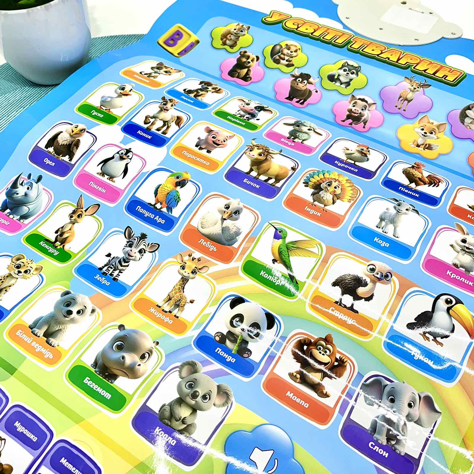 Плакат интерактивный WToys укранский язык/алфавит/названия животных и насекомых песни/стихи/загадки/регулировки громкости (39531) - фото 8