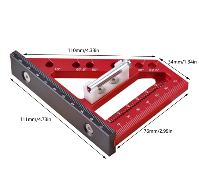 Угольник-линейка 3D алюминиевый 110 мм 22,5-90° алюминиевый (1005007613201314) - фото 2 Угольник-линейка 3D алюминиевый 110 мм 22,5-90° алюминиевый (1005007613201314) - фото 2