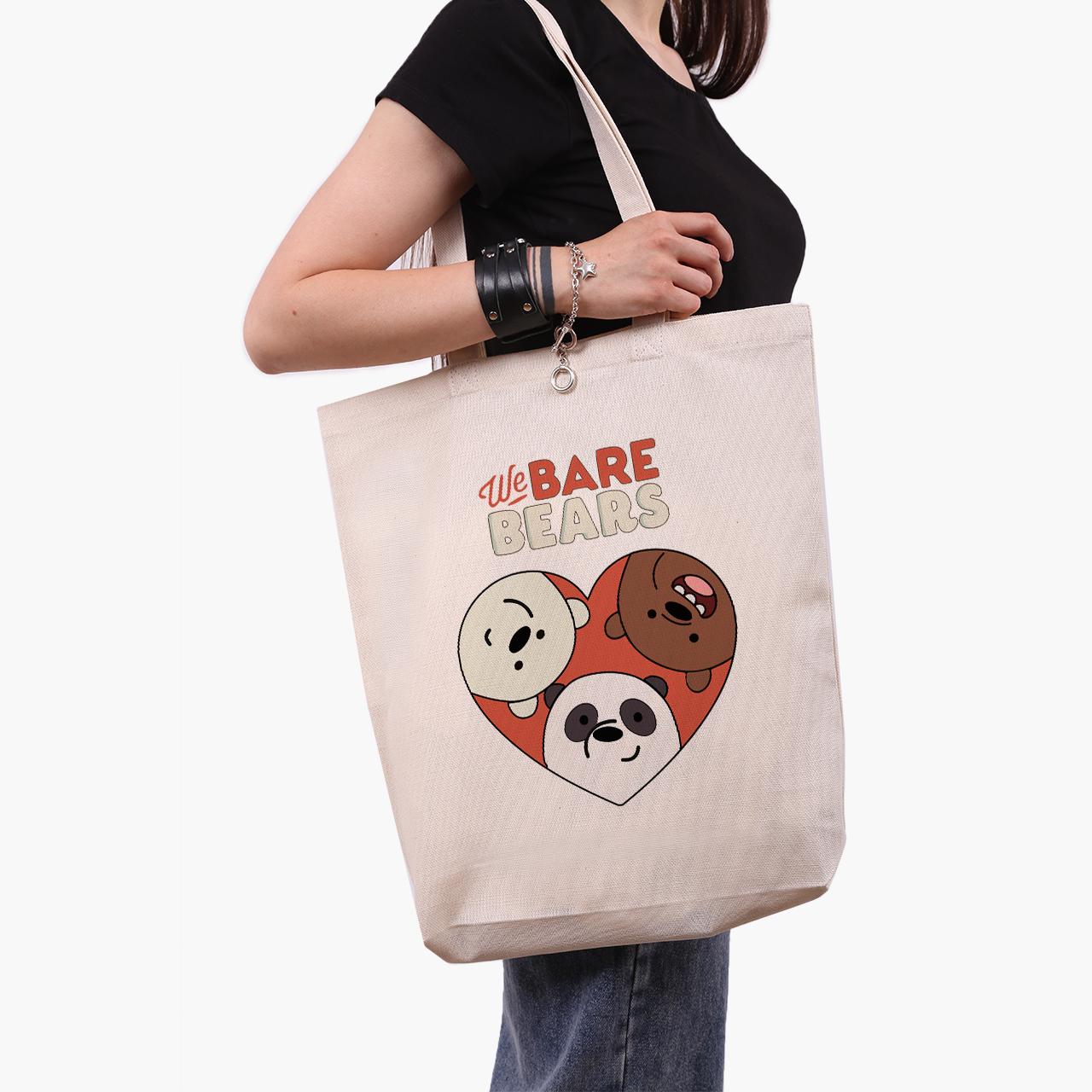Эко сумка шоппер We Bare Bears 41x39x8 см Бежевый (9227-2669-WTD)