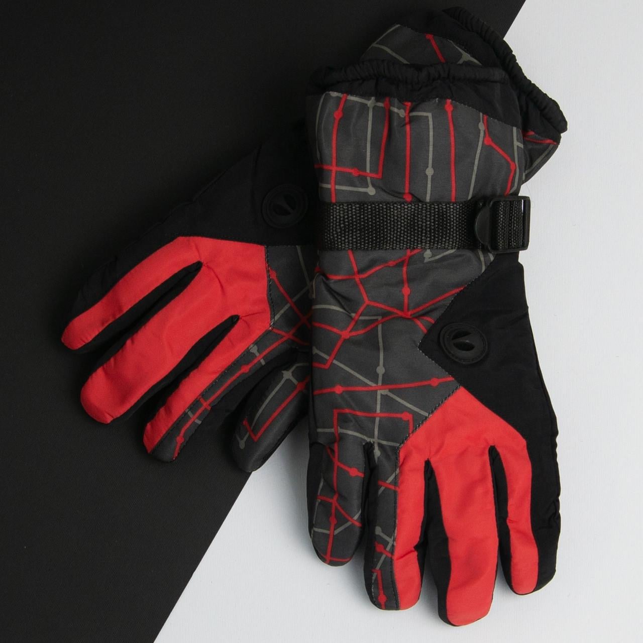 Перчатки мужские зимние лыжные 20-12-36 универсальный размер Красный (DR007677)