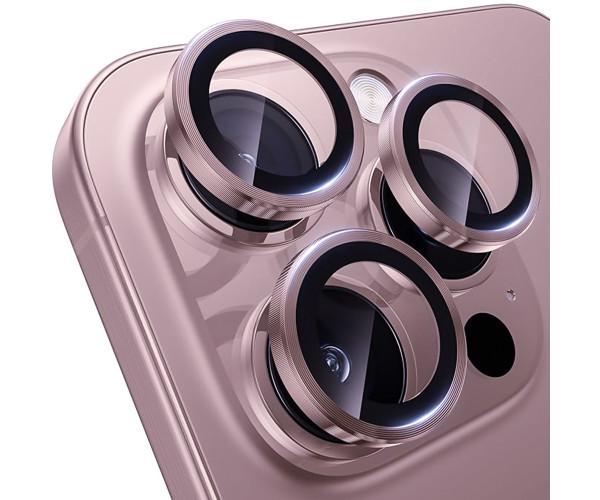 Защитное стекло с рамкой Eagle Eye для iPhone 16 Pro / 16 Pro Max на заднюю камеру Розовый