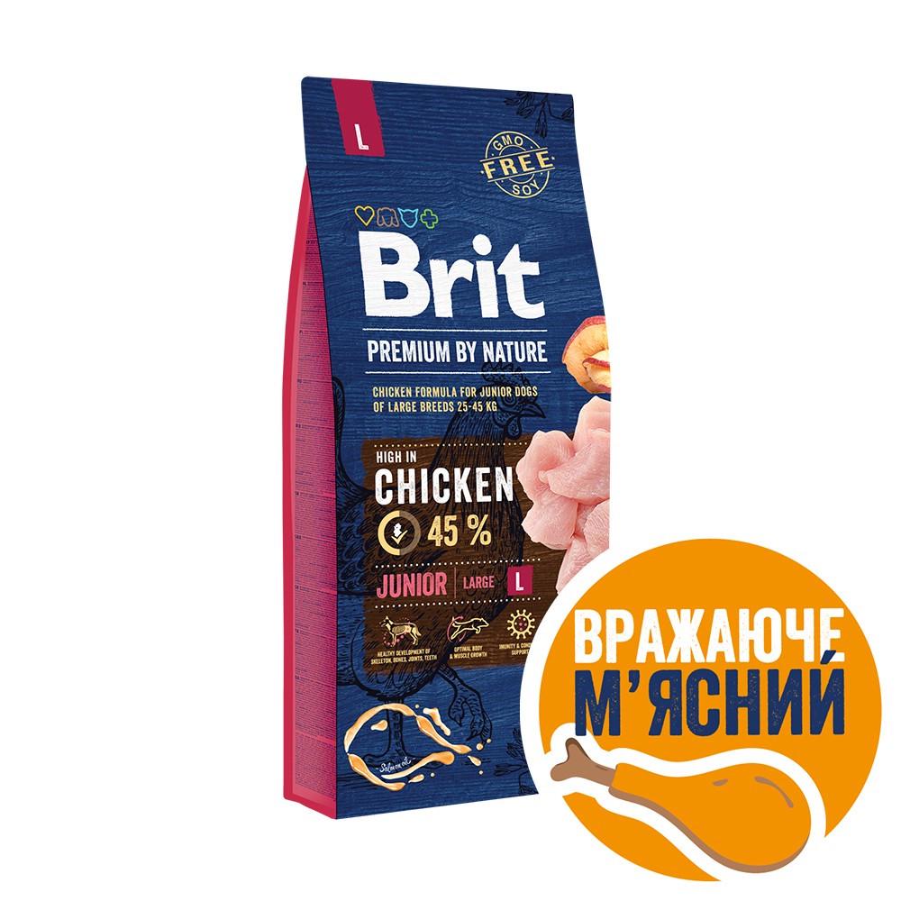 Сухий корм для цуценят та молодих собак великих порід Brit Premium Junior L 15 кг - фото 3