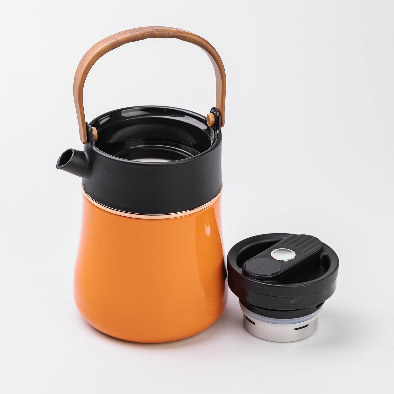 Чайник-термос с заварником и датчиком температуры 700 мл Оранжевый (HP-14-22O) - фото 3