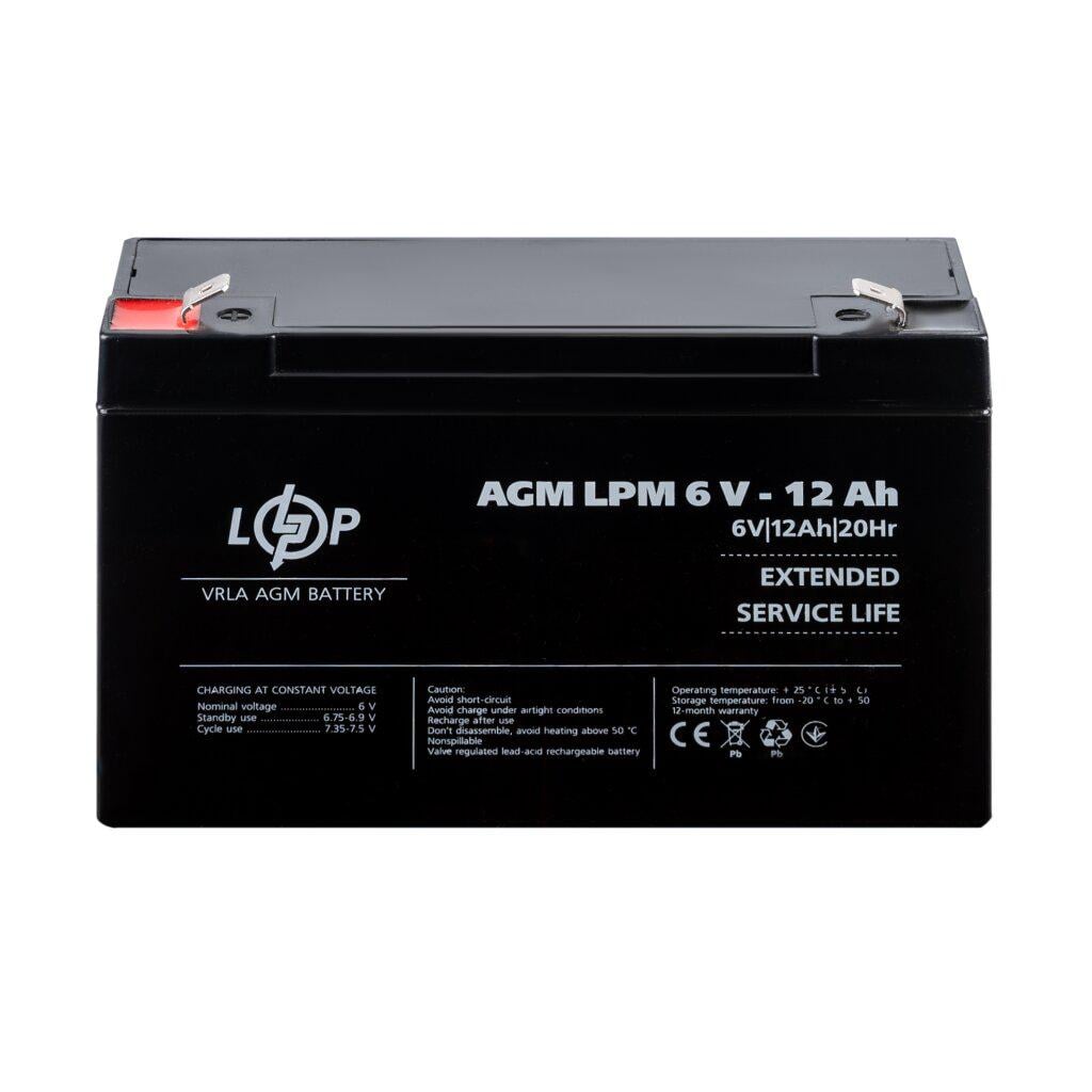 Аккумулятор LogicPower LPM AGM LP4159 свинцово-кислотный для ИБП 400 циклов герметичный 6V 12 А/ч (615087)