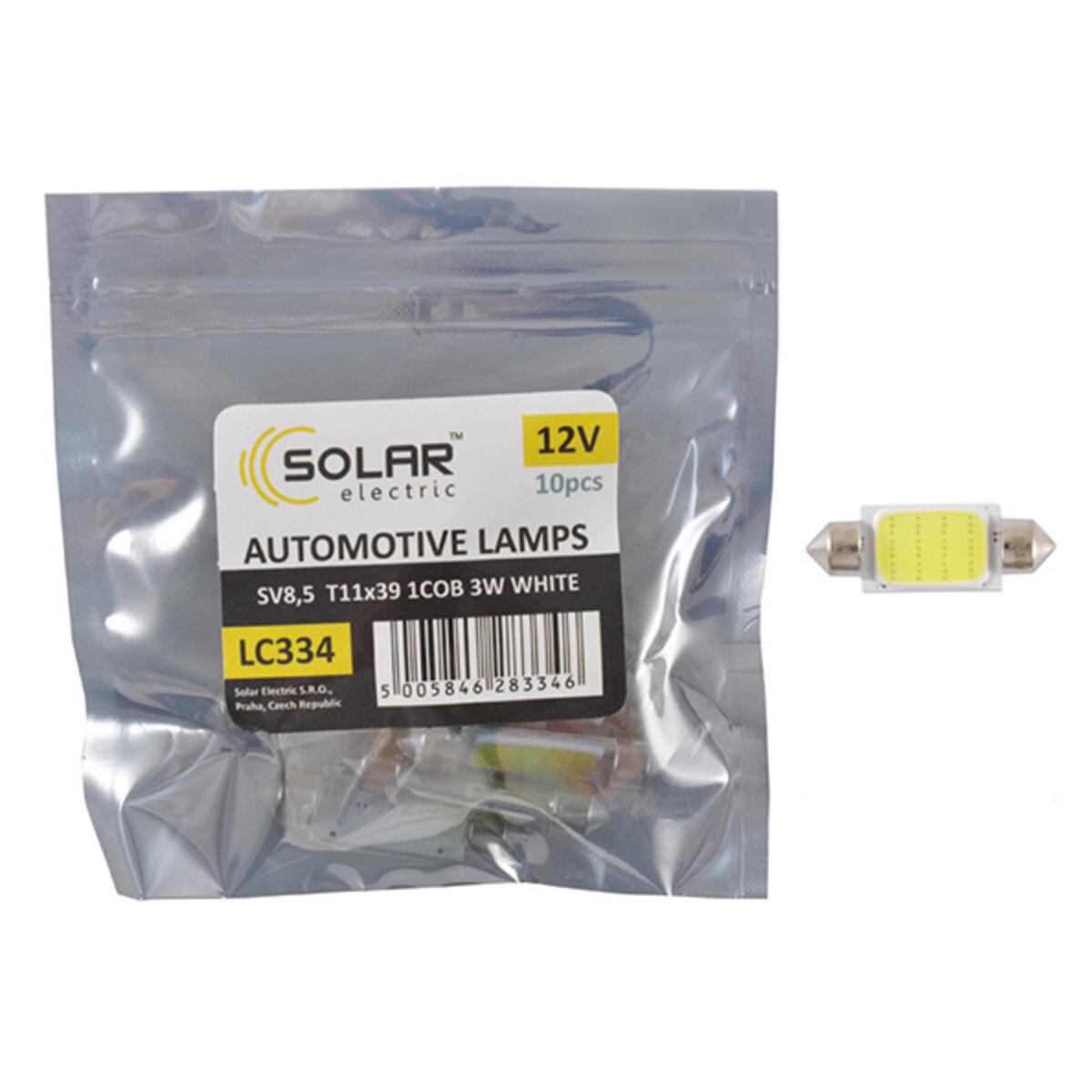 Автомобильная лампа LED Solar 12V SV8.5 T11x39 1COB-8SMD 56LM white 10 шт. (4274)