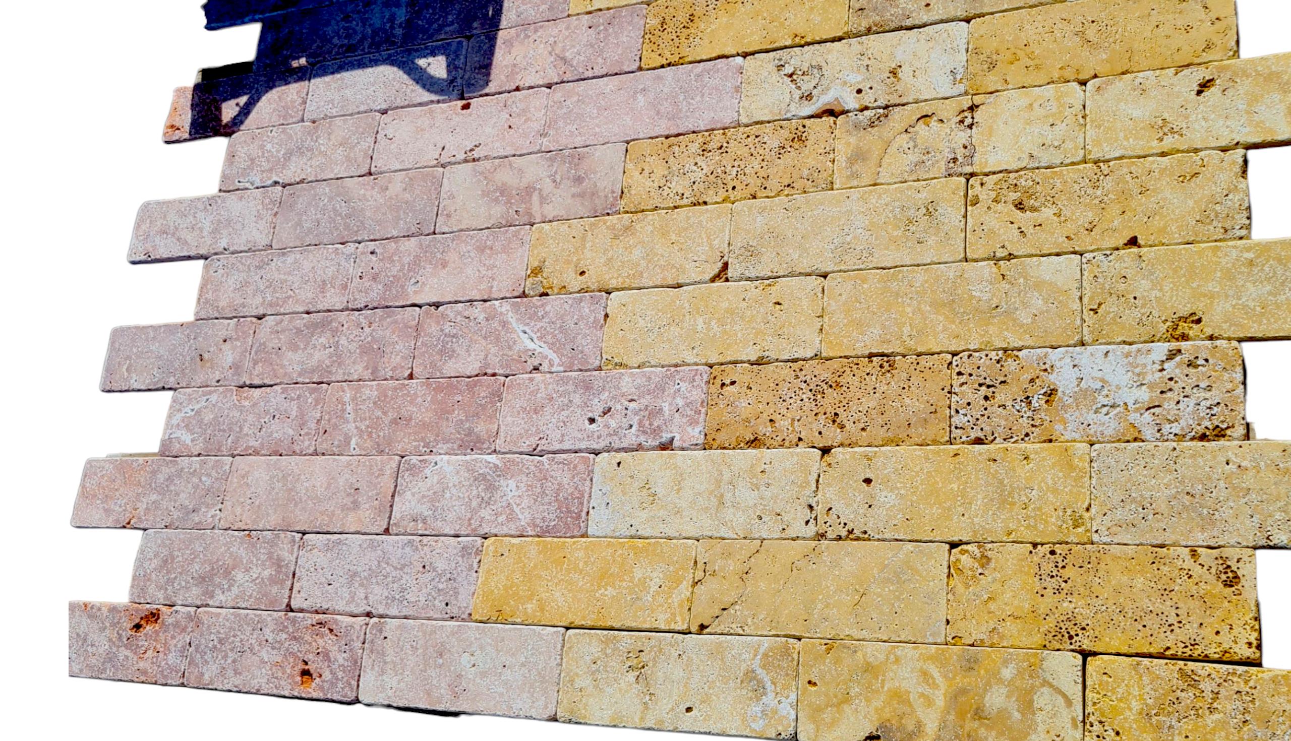 Плитка травертин STONELAK TUSCAN WINE Tumbled/Антік 7,5х20,3 см 0,5 кв. м Red (999800) - фото 3