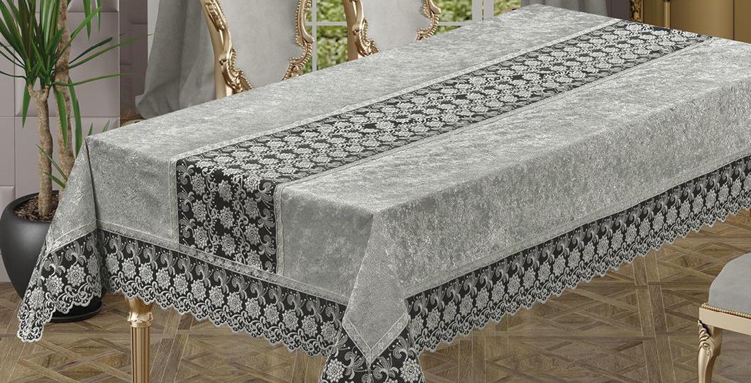 Скатерть велюровая Maison Royale 160x300 Buket Grey (CN3990)