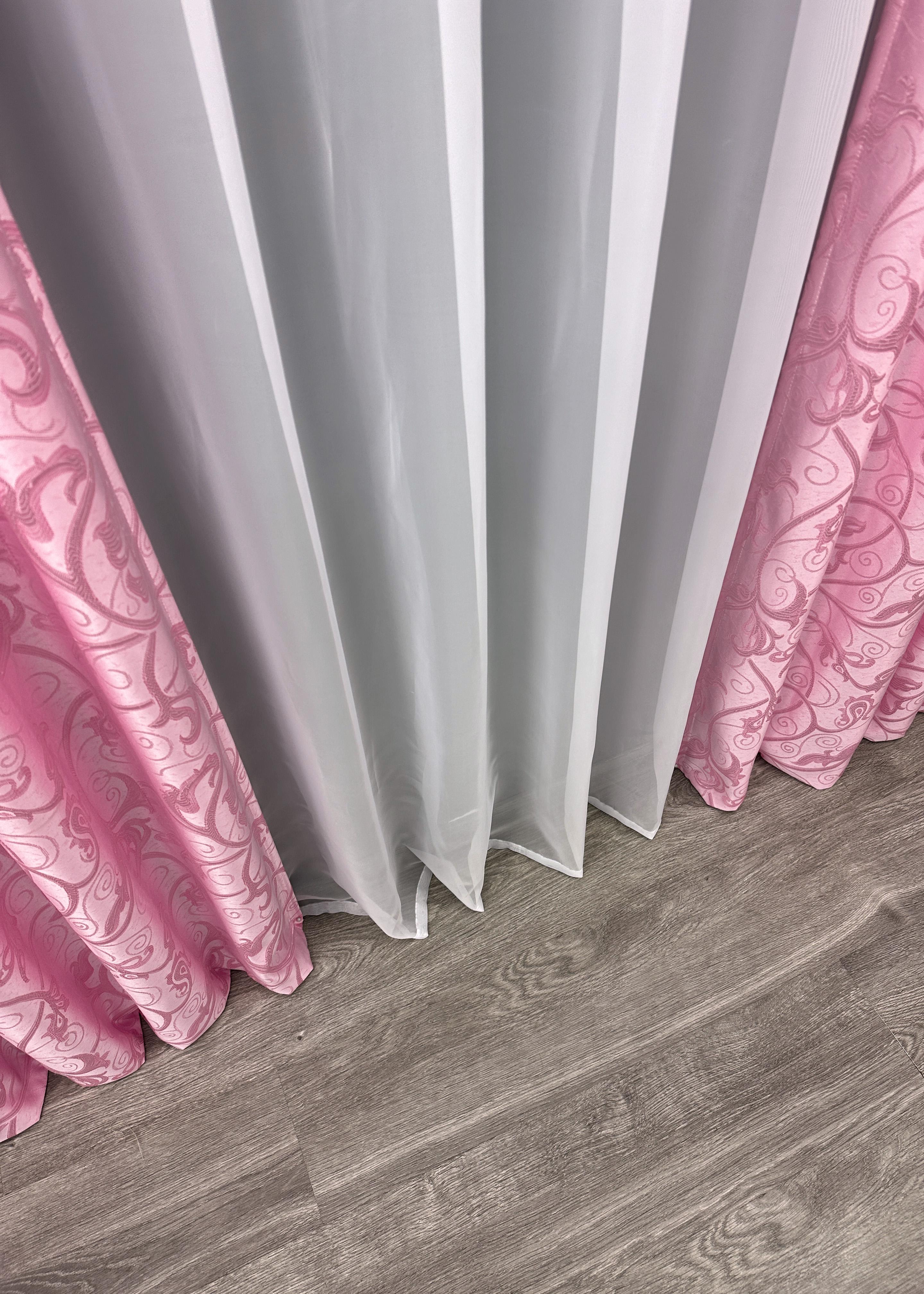 Комплект штор VR-Textil № 1731ш жаккард 100х270 см 2 шт. Розовый (31-801) - фото 10