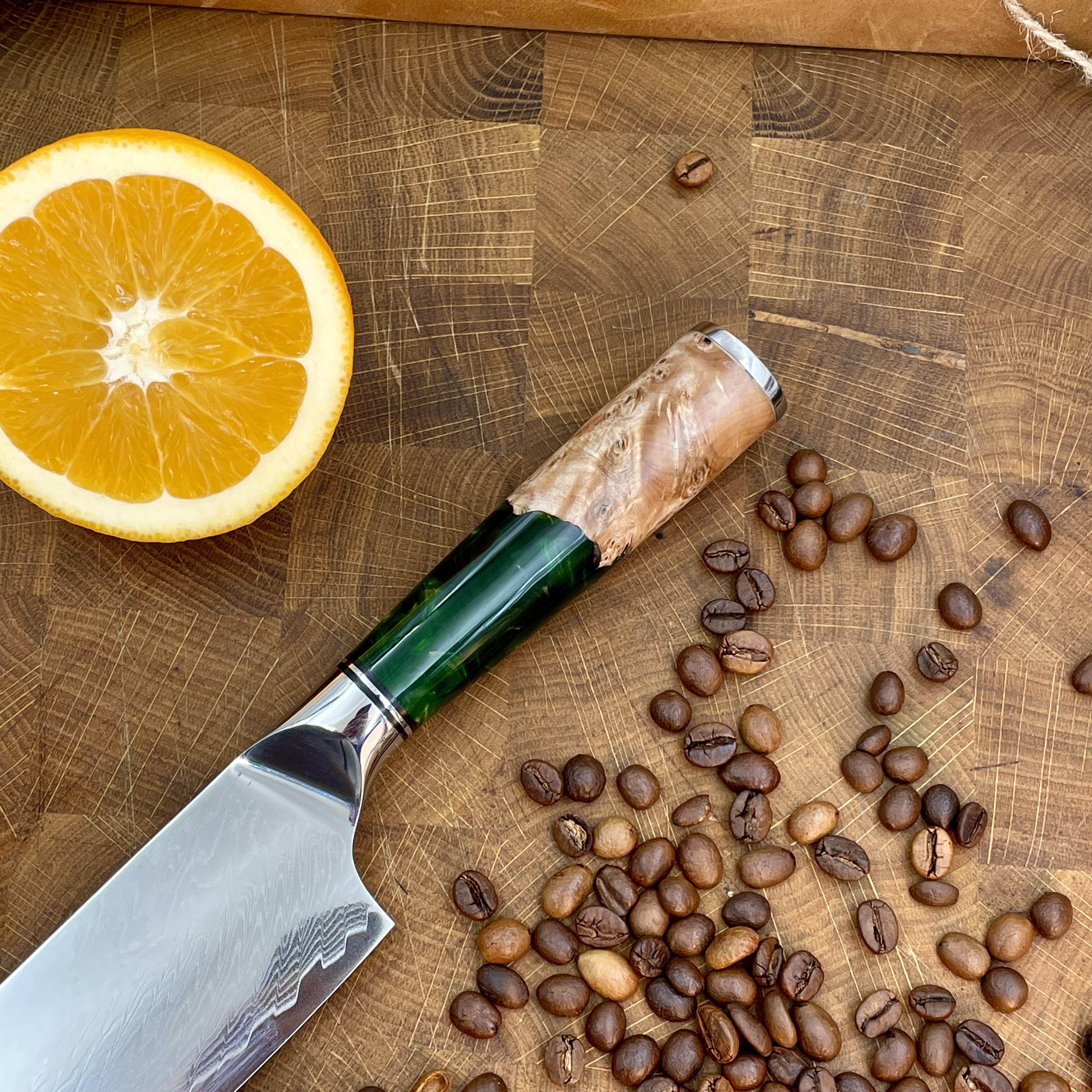 Нож кухонный Шеф VG-10 Green Brown (30219547) - фото 3 Нож кухонный Шеф VG-10 Green Brown (30219547) - фото 3