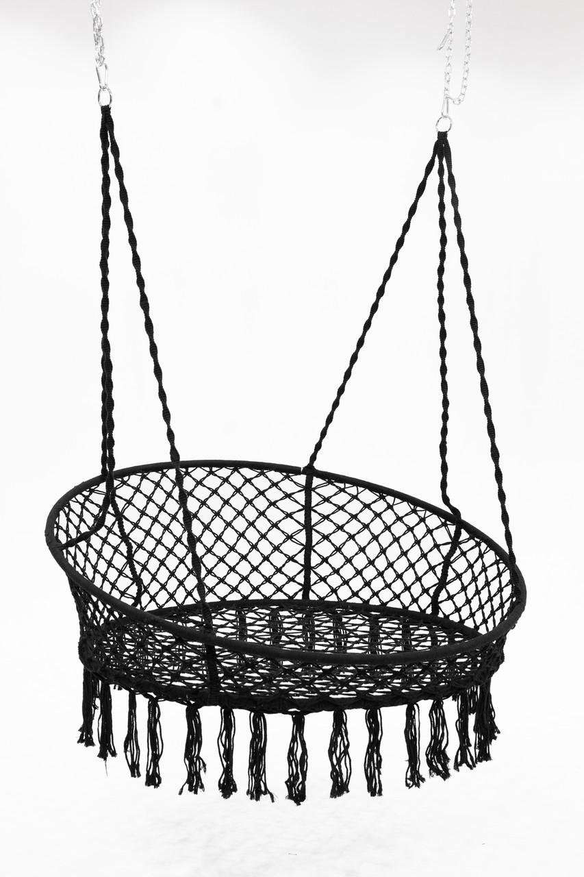 Кресло-качеля подвесное плетеное круглое WCG с мягкой подушкой 140 см Черный (QNSW11BL) - фото 3 Кресло-качеля подвесное плетеное круглое WCG с мягкой подушкой 140 см Черный (QNSW11BL) - фото 3