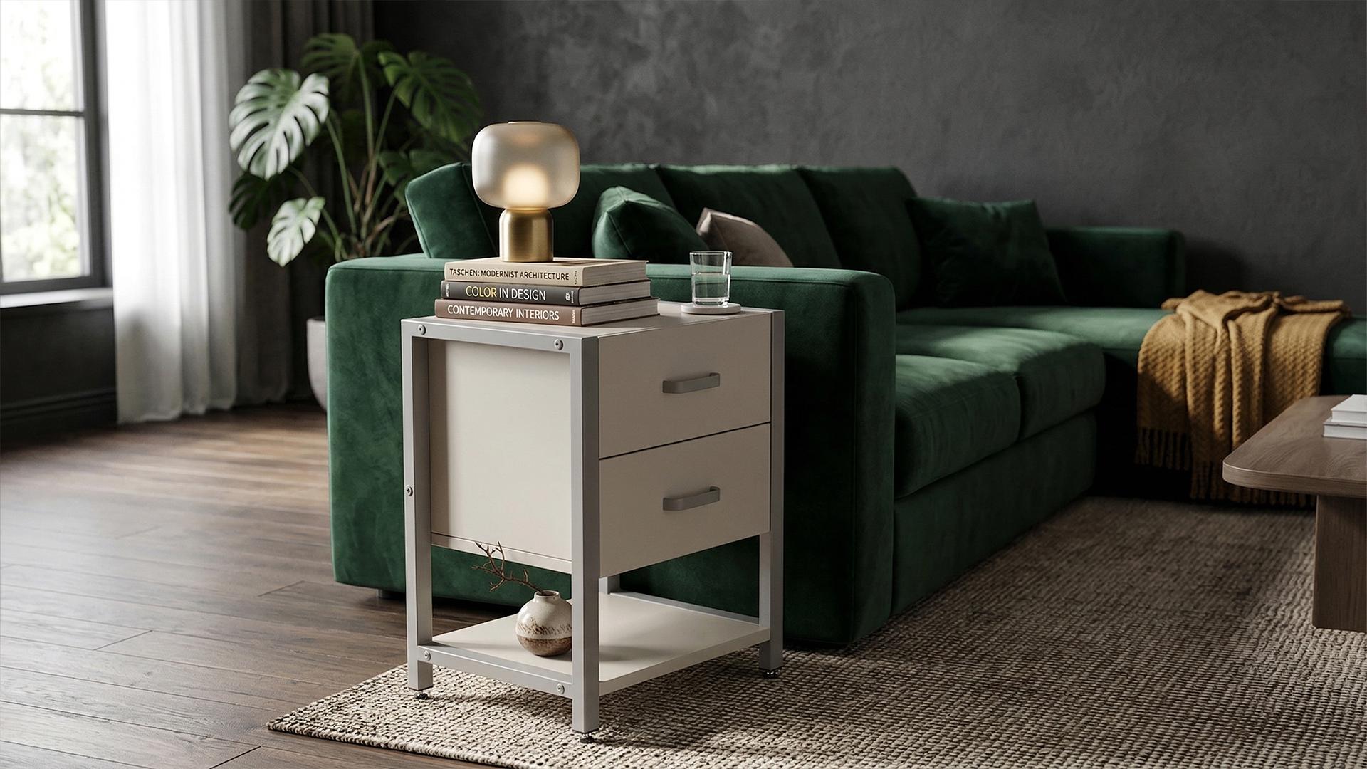 Тумба универсальная Ferrum-decor Вивьен ДСП 16 мм 2/1 50x41x40 Серый/Кашемир (FRD-107802)
