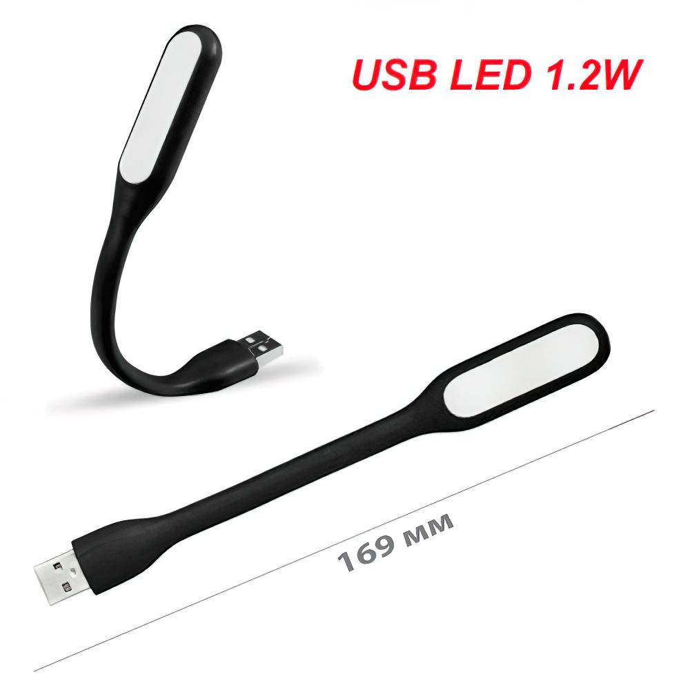 Лампа для ноутбука USB 1,2 W гнучка 169х18 мм Чорний (1009882-Black) - фото 8