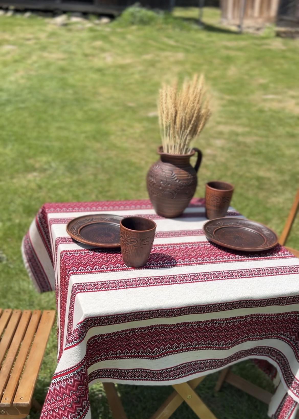 Скатерть льняная пасхальная Стожары с украинским орнаментом 180x150 см Красный (1901-3) - фото 7 Скатерть льняная пасхальная Стожары с украинским орнаментом 180x150 см Красный (1901-3) - фото 7