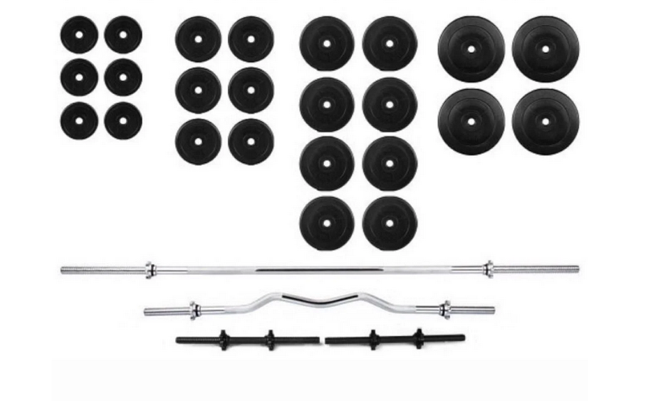 Штанга и гантели набор 120 кг прямой гриф 180 см Ø28 мм изогнутый 120 см Ø28 мм гантельные 45 см Ø30 мм (320.000.019)